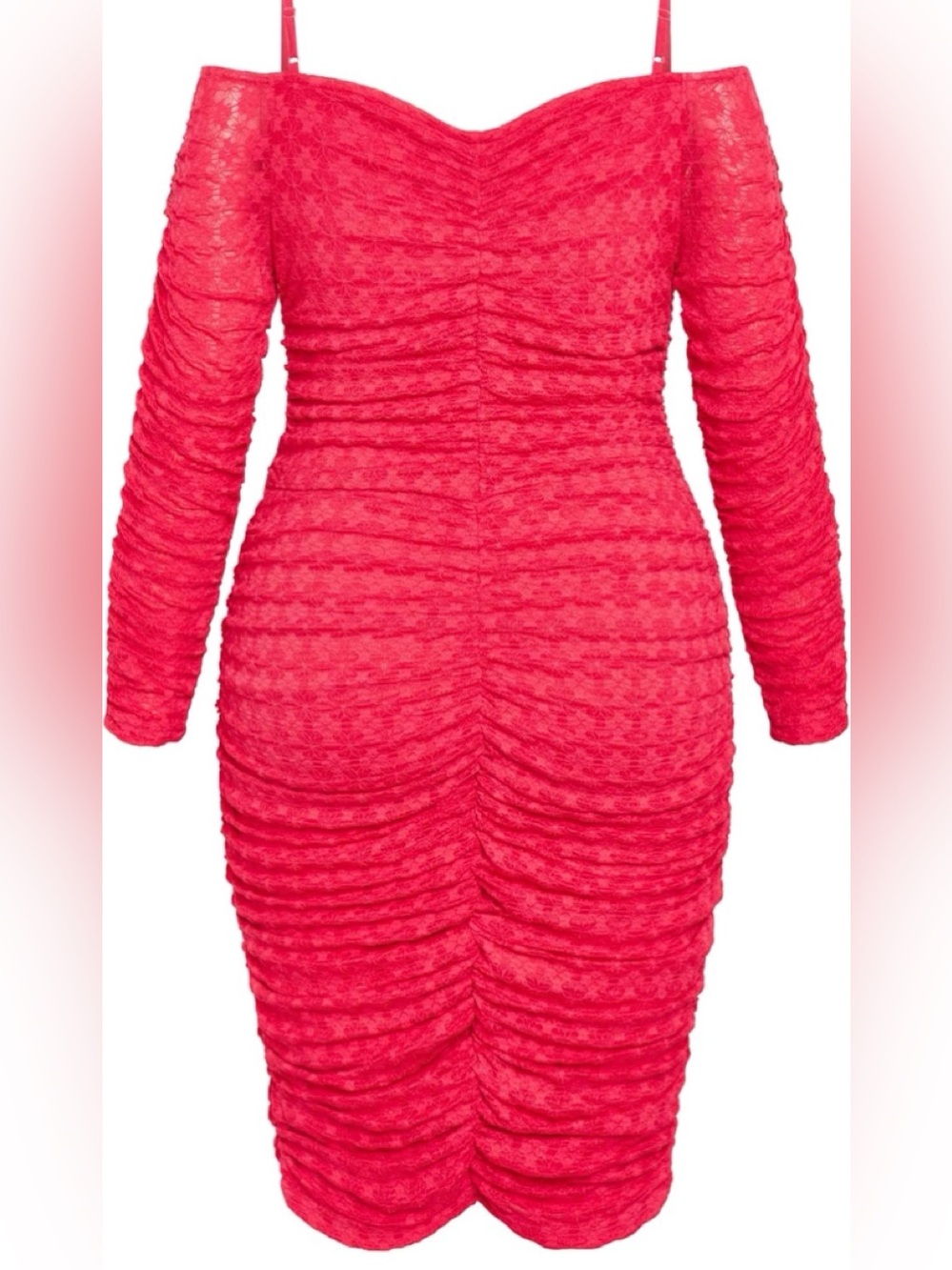 City Chic Hot Pink  Lace Ruched Cocktail Dress